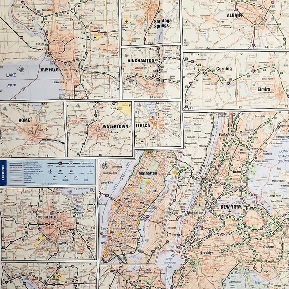 I Love New York State Complete Full Road Map Highways, Routes, Roads 26"x36'' - Picture 6 of 8